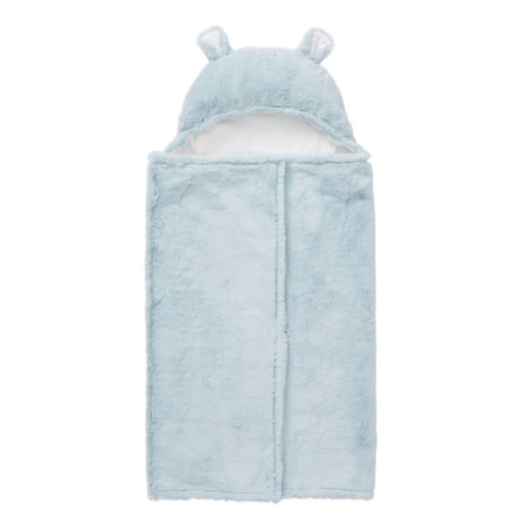 Pottery Barn Faux Fur Bear Animal Hooded Towel Wrap Blue Fleece - Picture 4 of 10